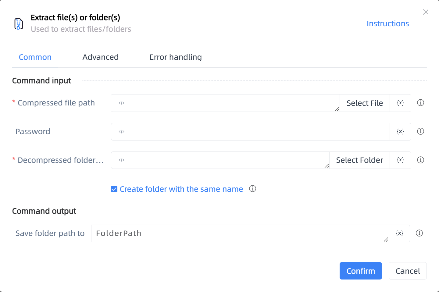 Extract file(s) or folder(s)