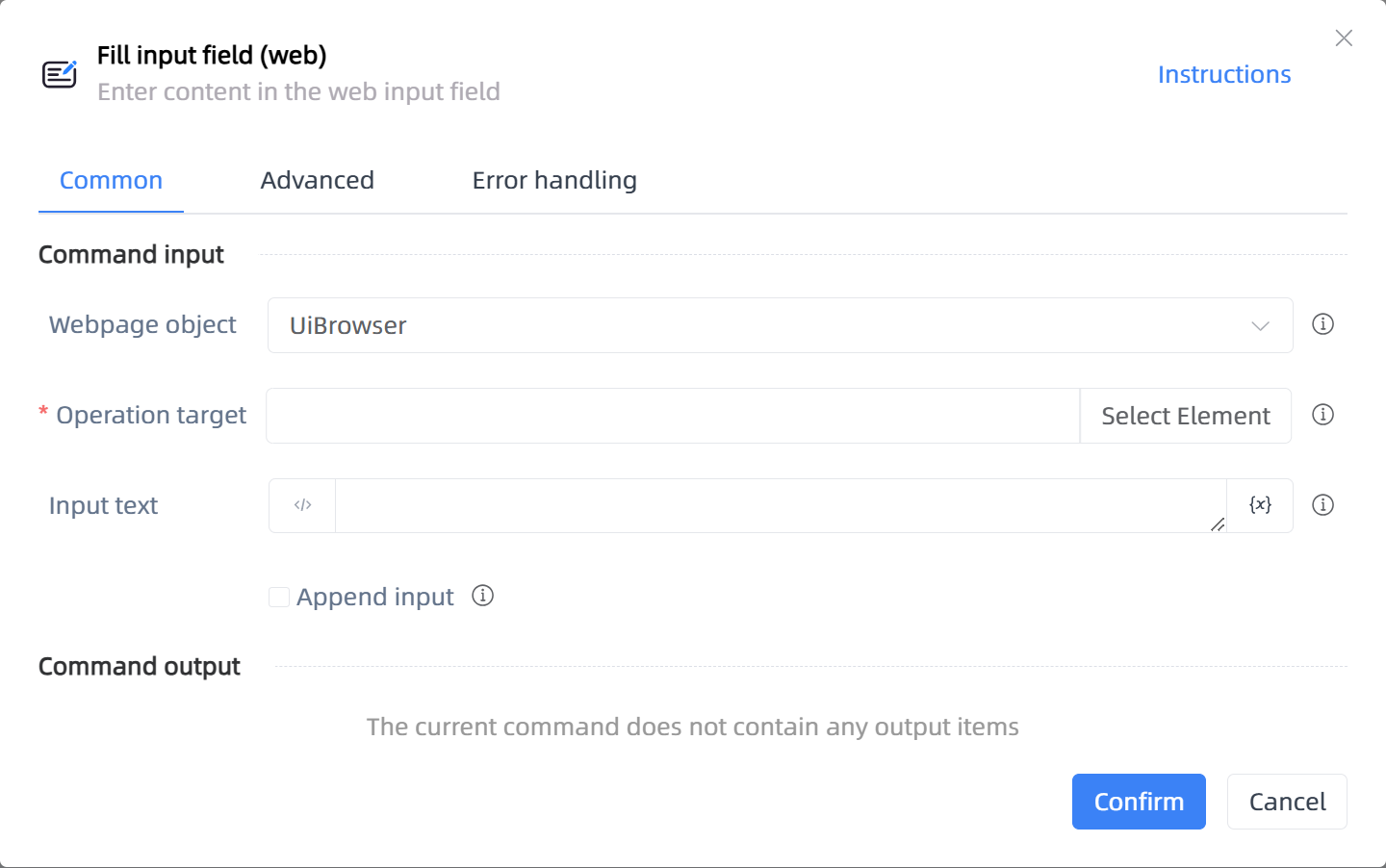 Fill input field (web)