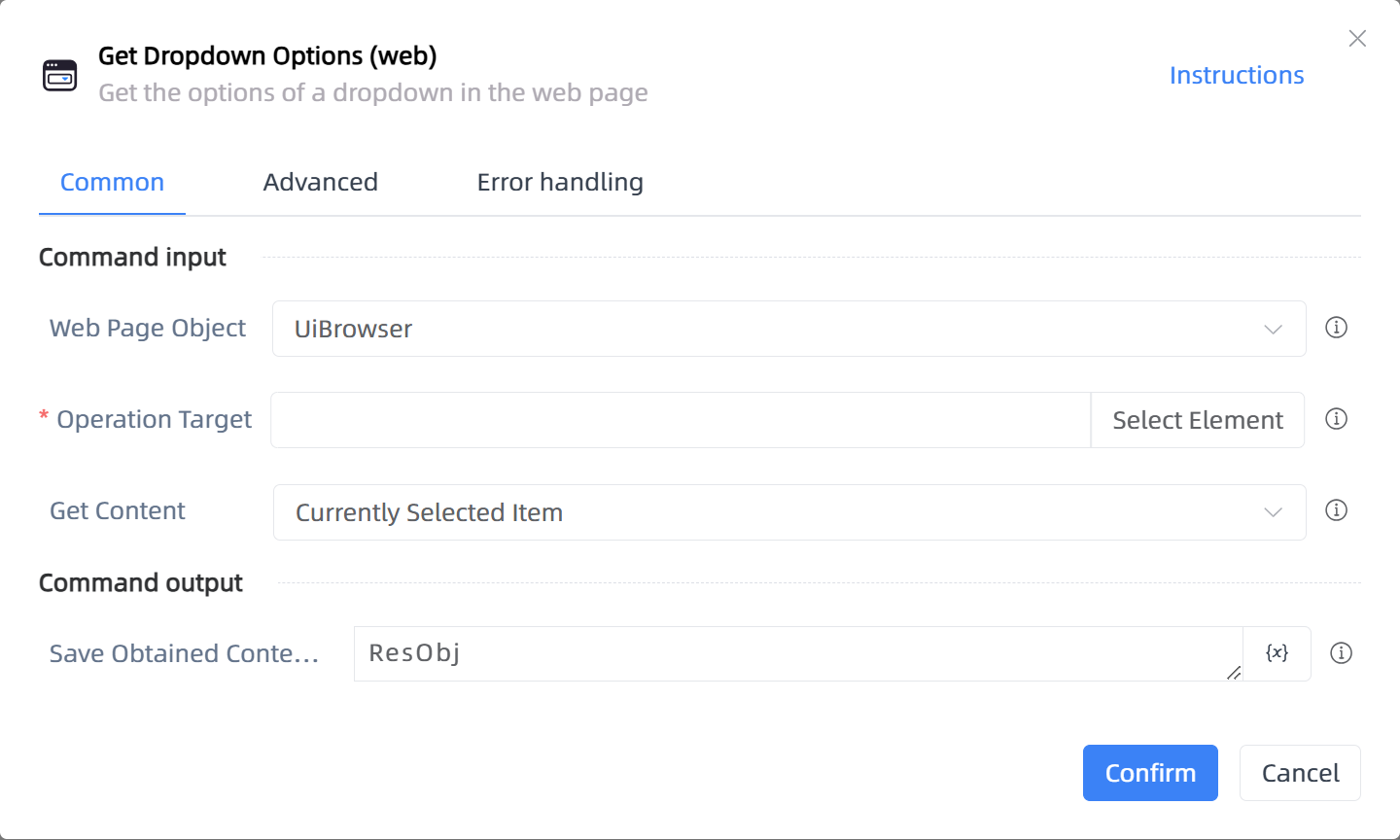 Get Dropdown Options (web)