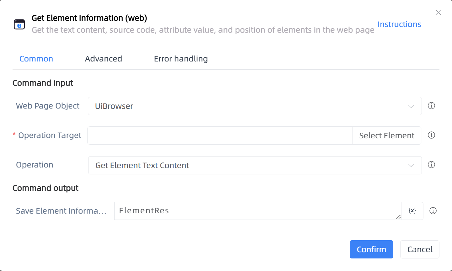 Get Element Information (web)