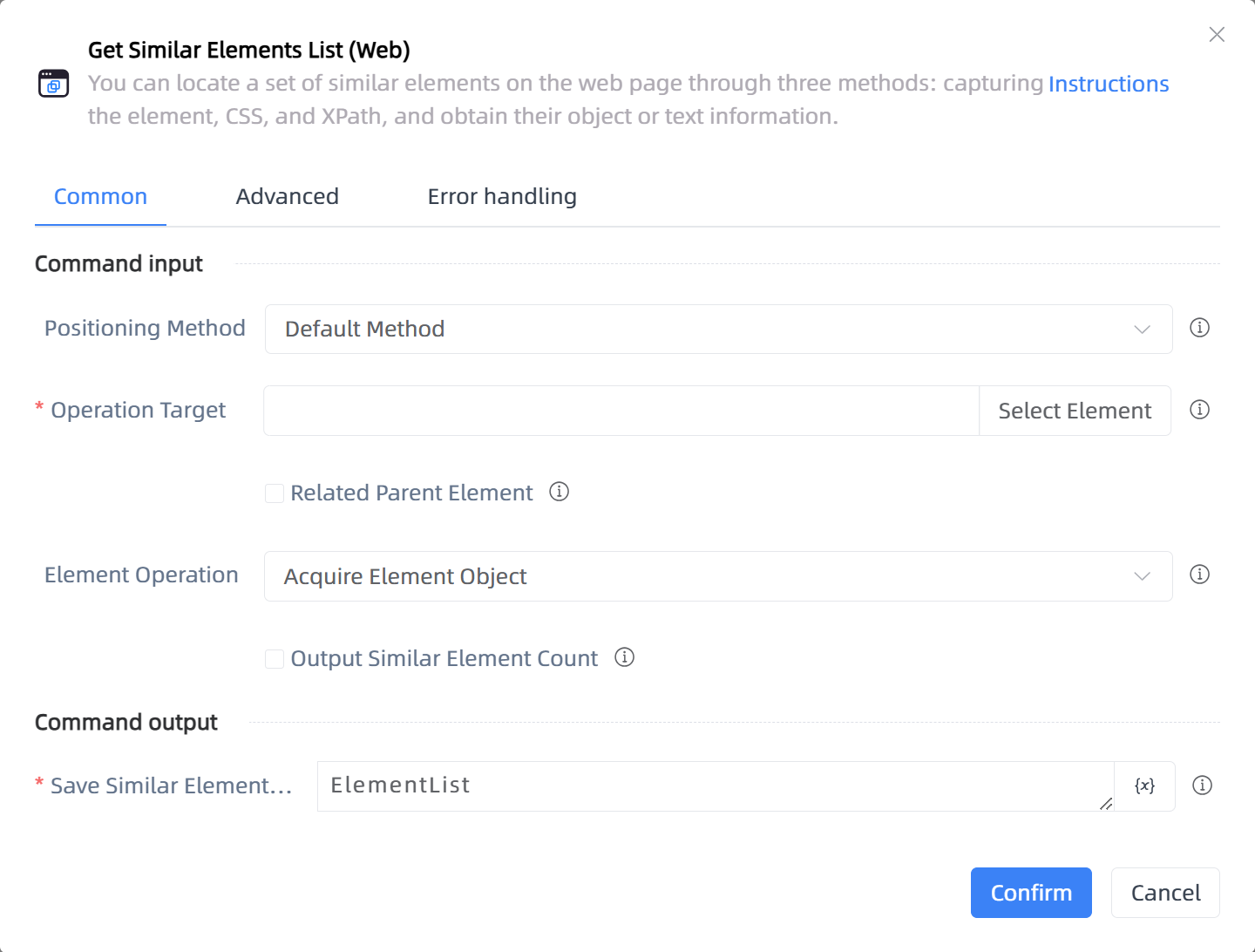 Get Similar Elements List (Web)