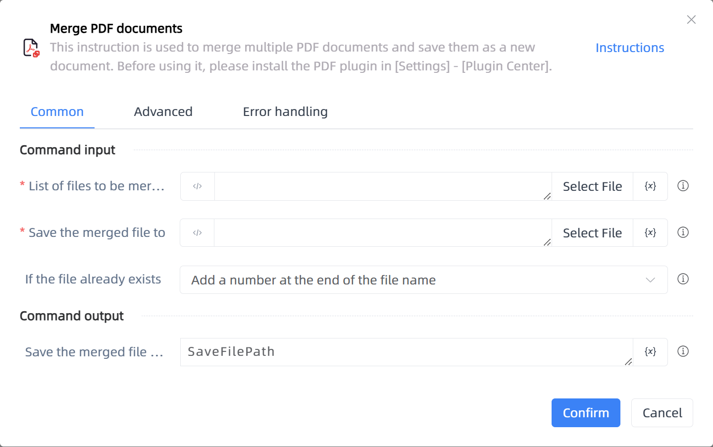 Merge PDF documents