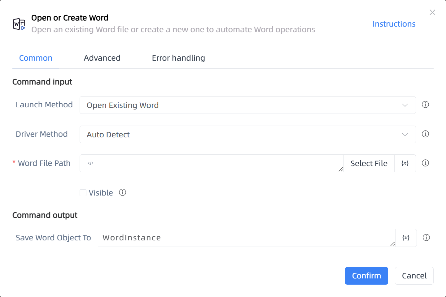 Open or Create Word