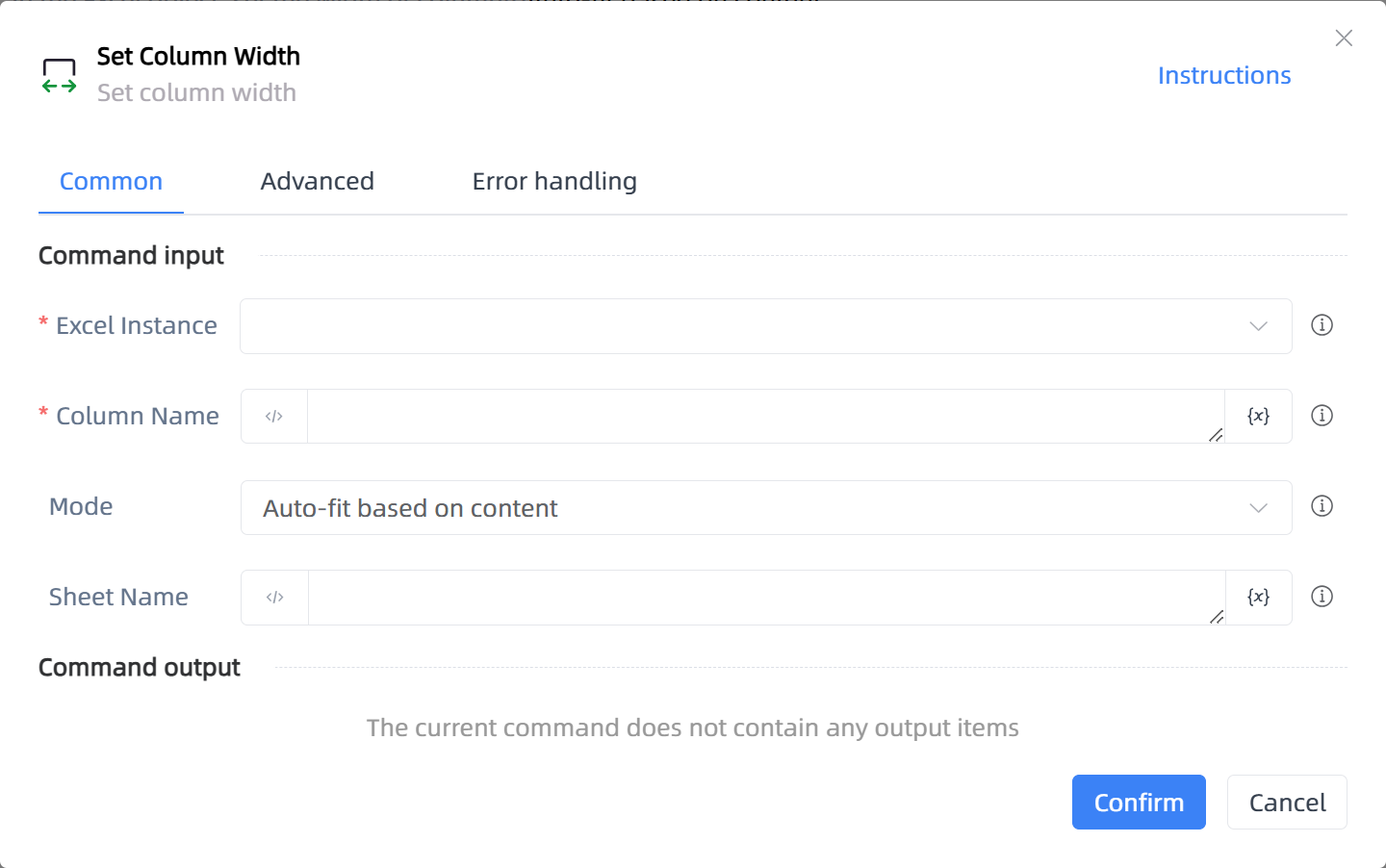 Set Column Width