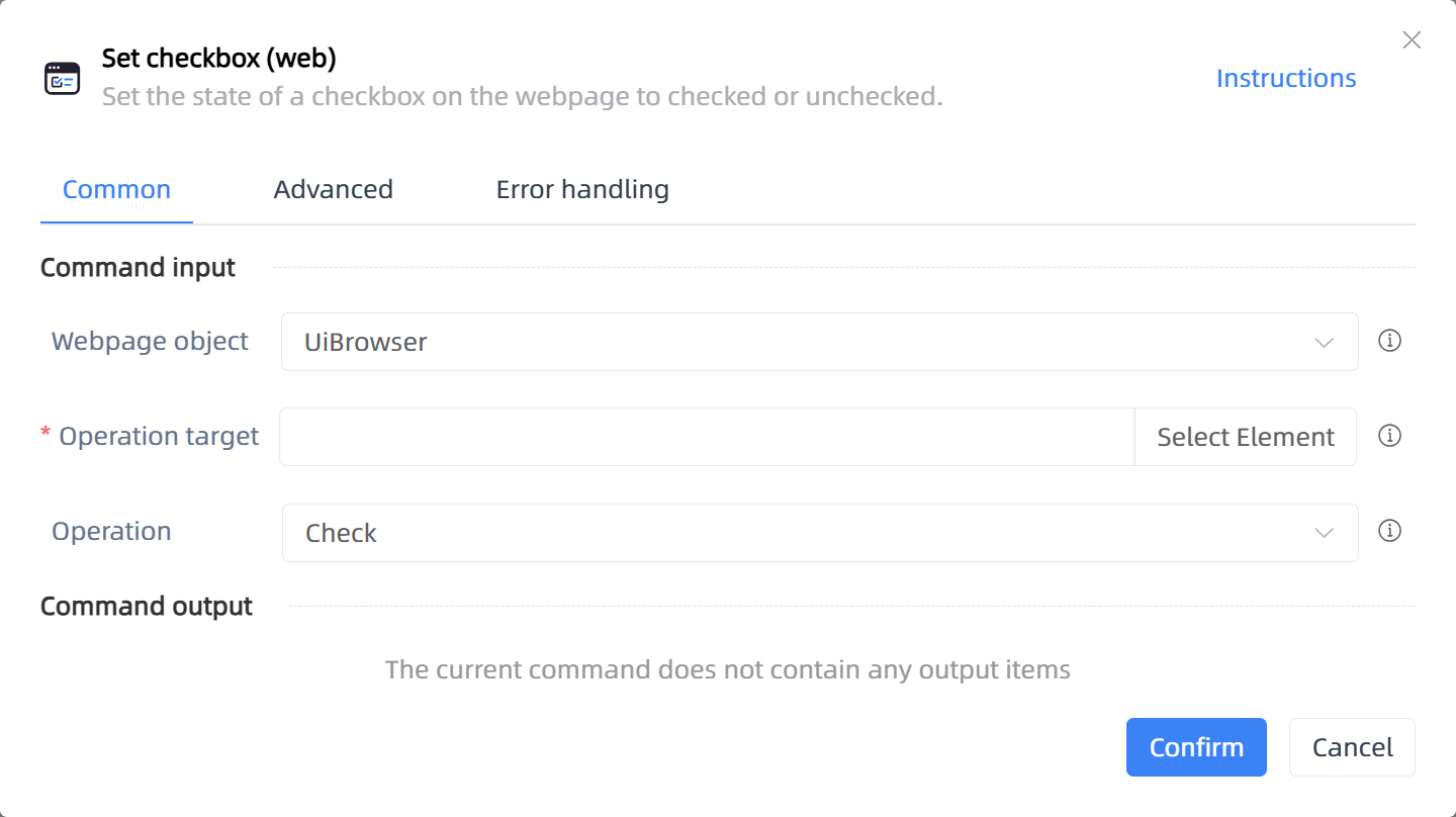 Set checkbox (web)
